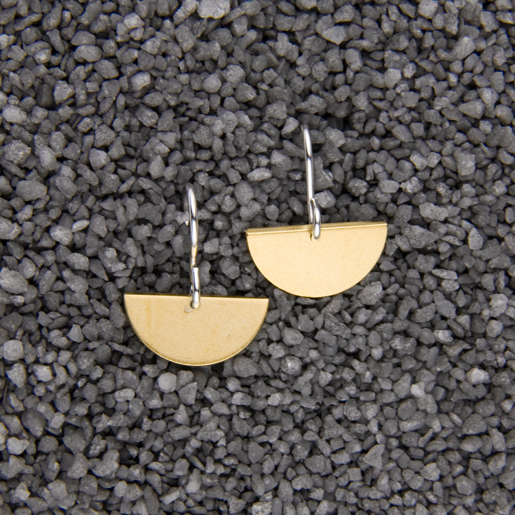 Zina Kao Exclusives Wire Earrings: Simple Harlequin, Gold with Silver Earwire
