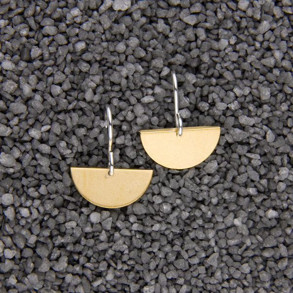 Zina Kao Exclusives Wire Earrings: Simple Harlequin, Gold with Silver Earwire