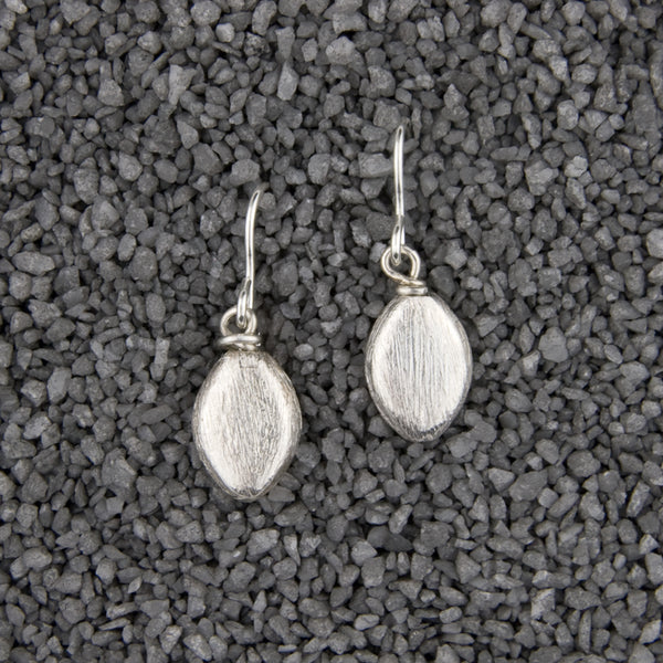 Zina Kao Exclusives Wire Earrings: Brushed Baby Nugget, Silver