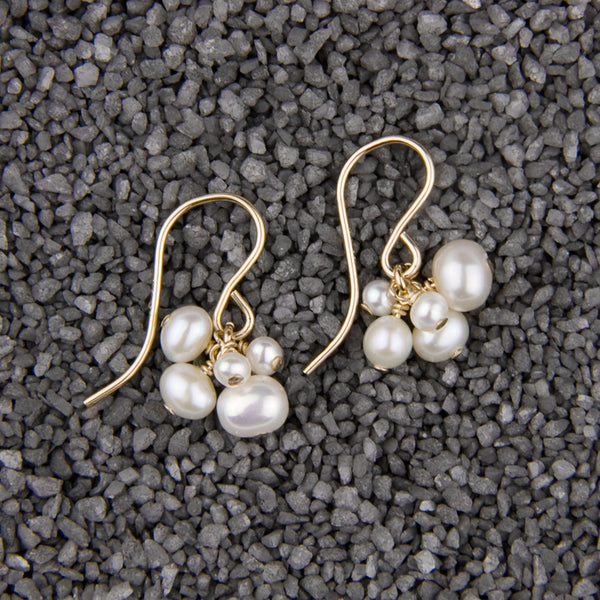 Zina Kao Exclusives Wire Earrings: Cluster Pearl, Gold