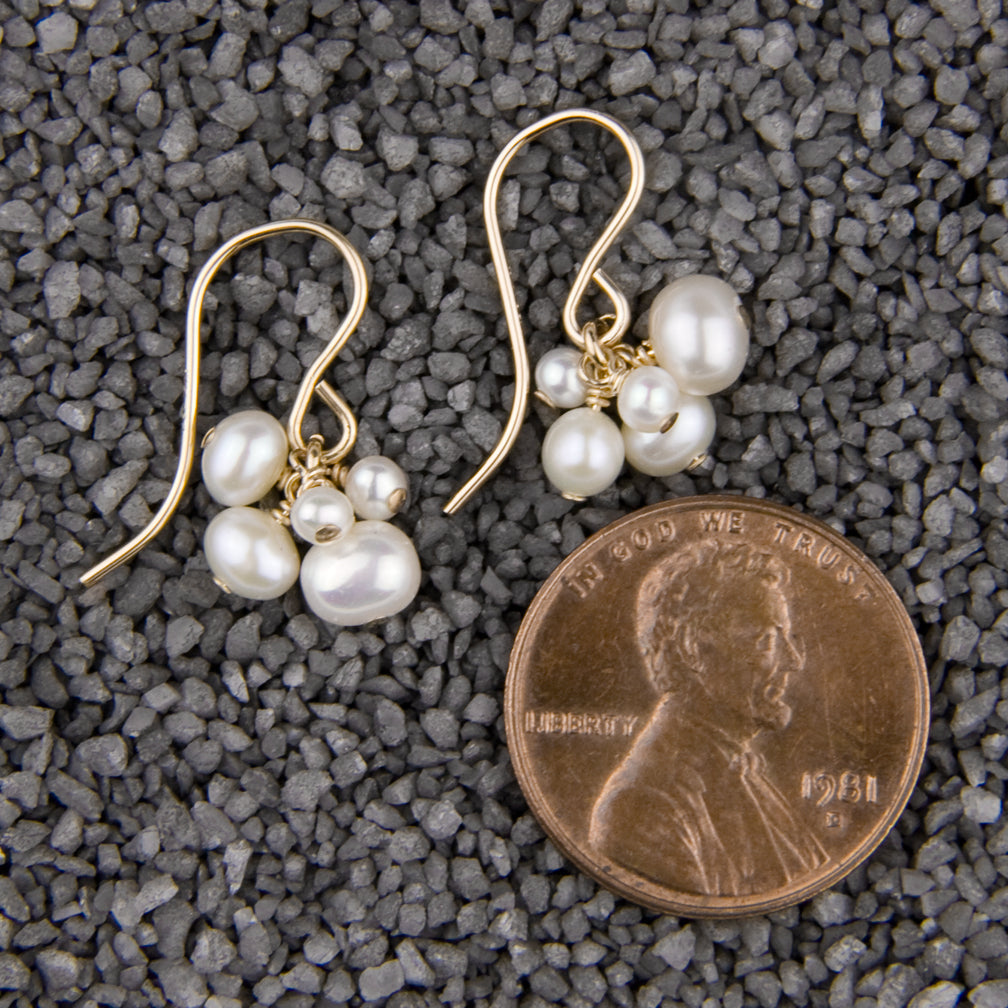 Zina Kao Exclusives Wire Earrings: Cluster Pearl, Gold