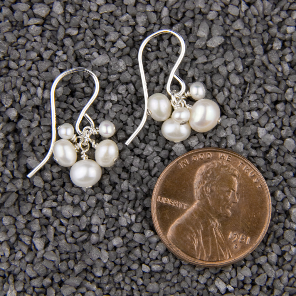 Zina Kao Exclusives Wire Earrings: Cluster Pearl, Silver