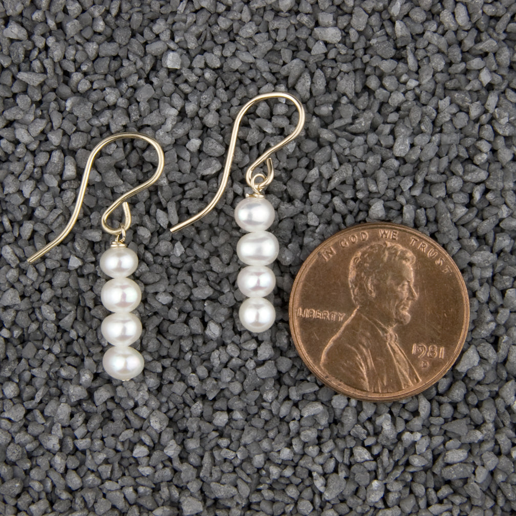 Zina Kao Exclusives Wire Earrings: Tiny Pearl Stick, Gold