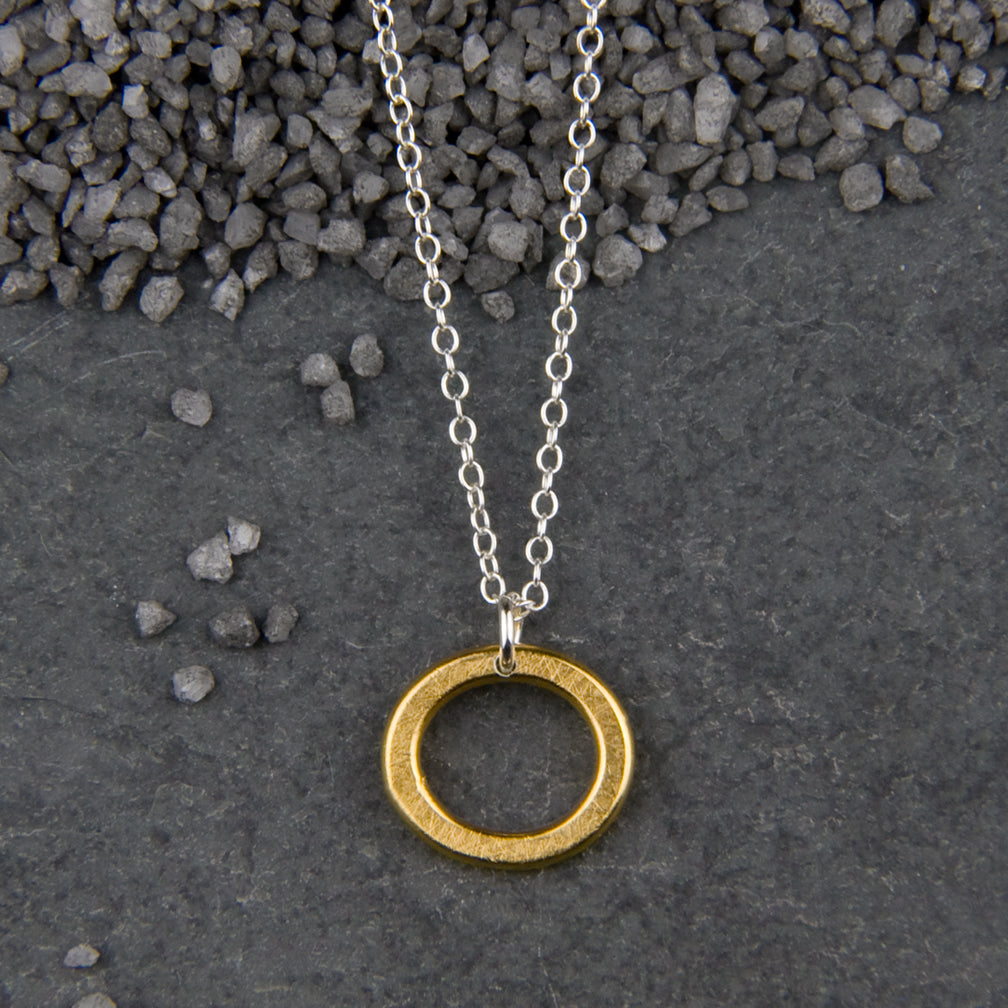Zina Kao Exclusives Necklace: Baby Geo Oval, Gold with Silver Chain