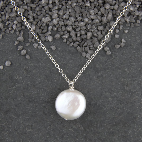 Zina Kao Exclusives Necklace: Coin Pearl, Silver