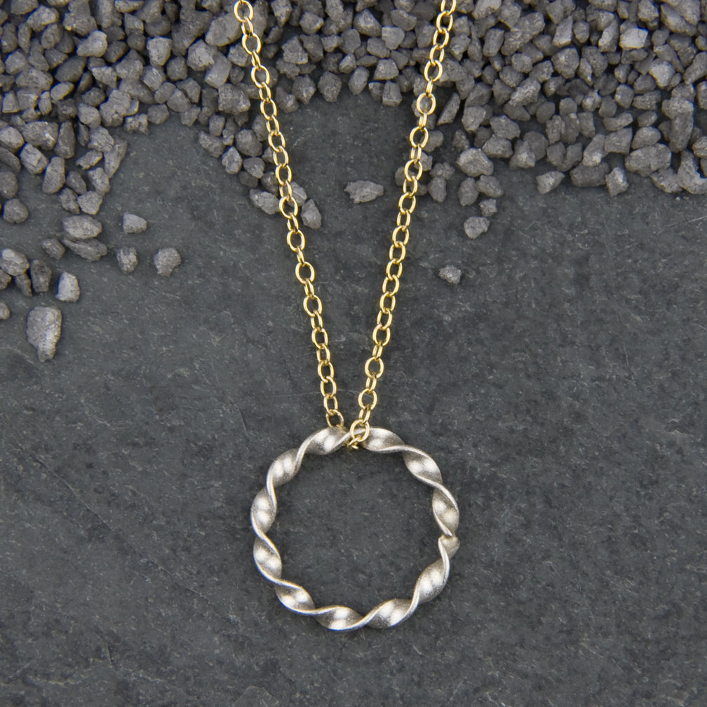 Zina Kao Exclusives Necklace: Circlet Twist, Silver with Gold Chain