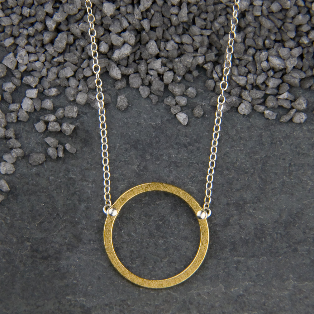 Zina Kao Exclusives Necklace: Just Flat Rings, Gold with Silver Chain
