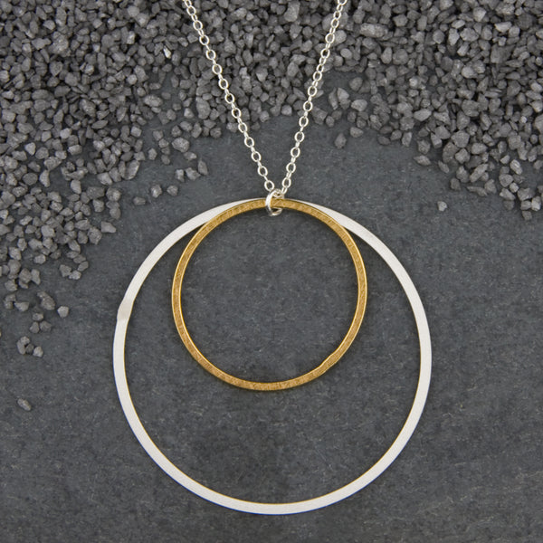 Zina Kao Exclusives Necklace: Double Flat Ring #25, Mostly Silver