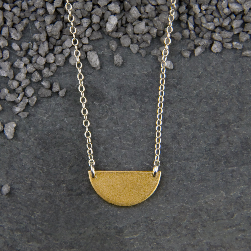 Zina Kao Exclusives Necklace: Single Horizontal Harlequin, Gold with Silver Chain