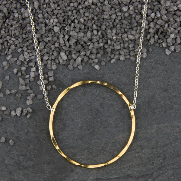 Zina Kao Exclusives Necklace: Just Rings #3, Gold with Silver Chain