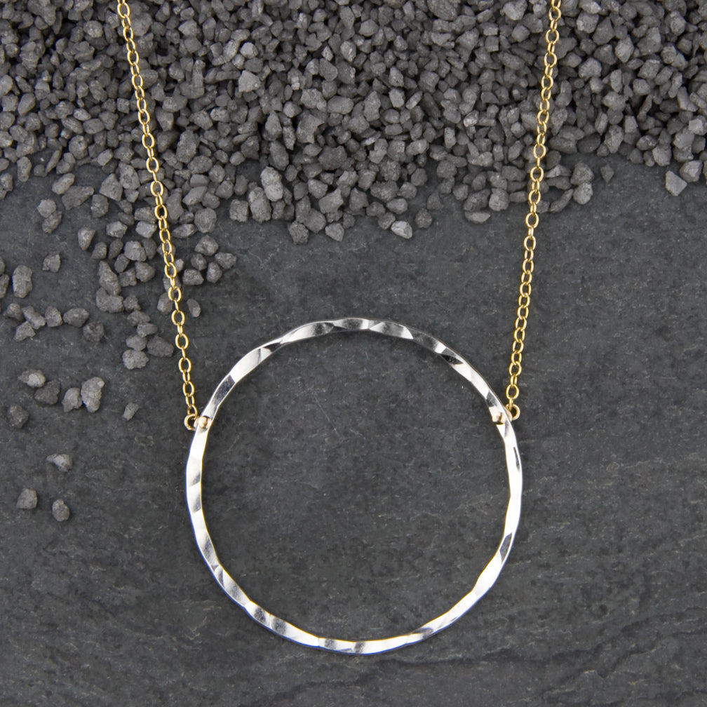 Zina Kao Exclusives Necklace: Just Rings #3, Silver with Gold Chain