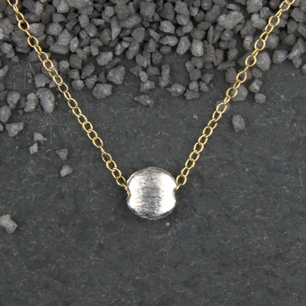 Zina Kao Exclusives Necklace: Microcoin Tiny, Silver with Gold Chain