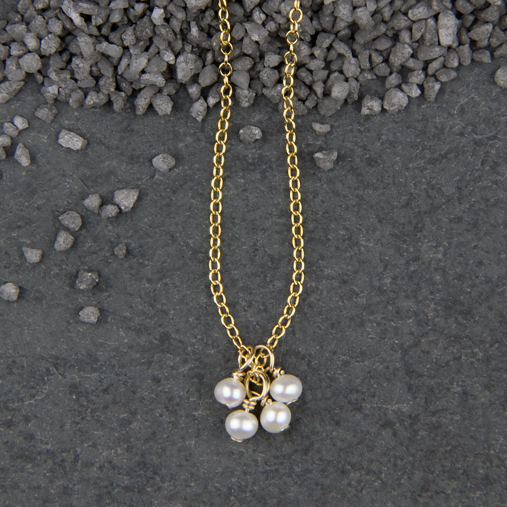 Zina Kao Exclusives Necklace: Four Tiny Pearls, Gold