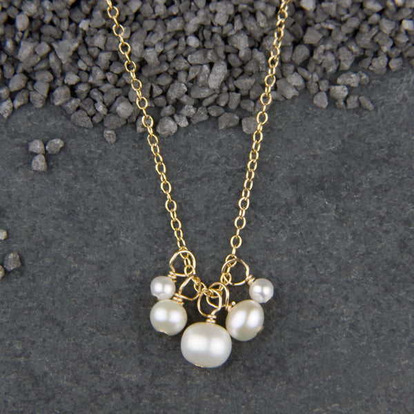 Zina Kao Exclusives Necklace: Multi Pearl Cluster, Gold