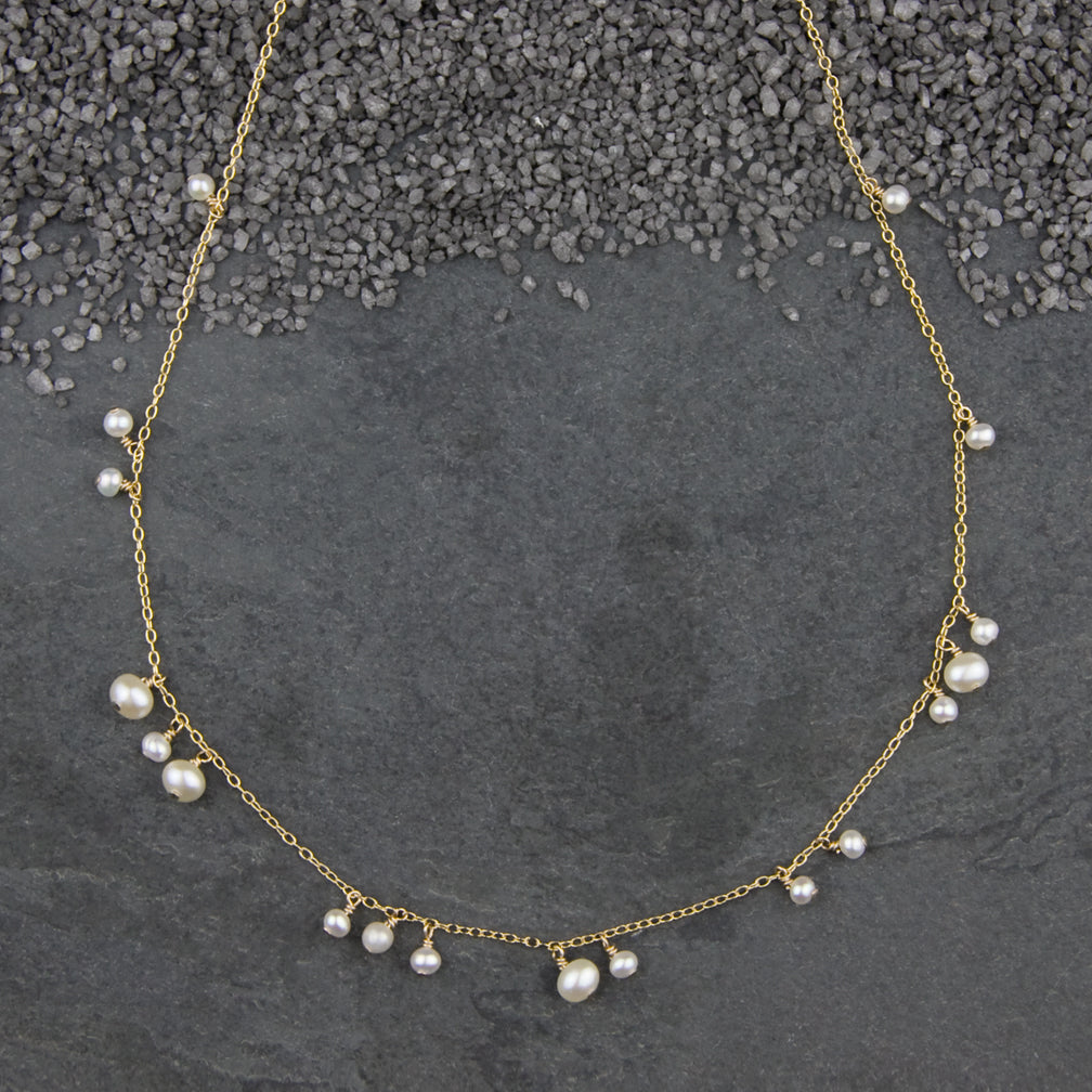 Zina Kao Exclusives Necklace: Mixed Pearl Cluster, Gold