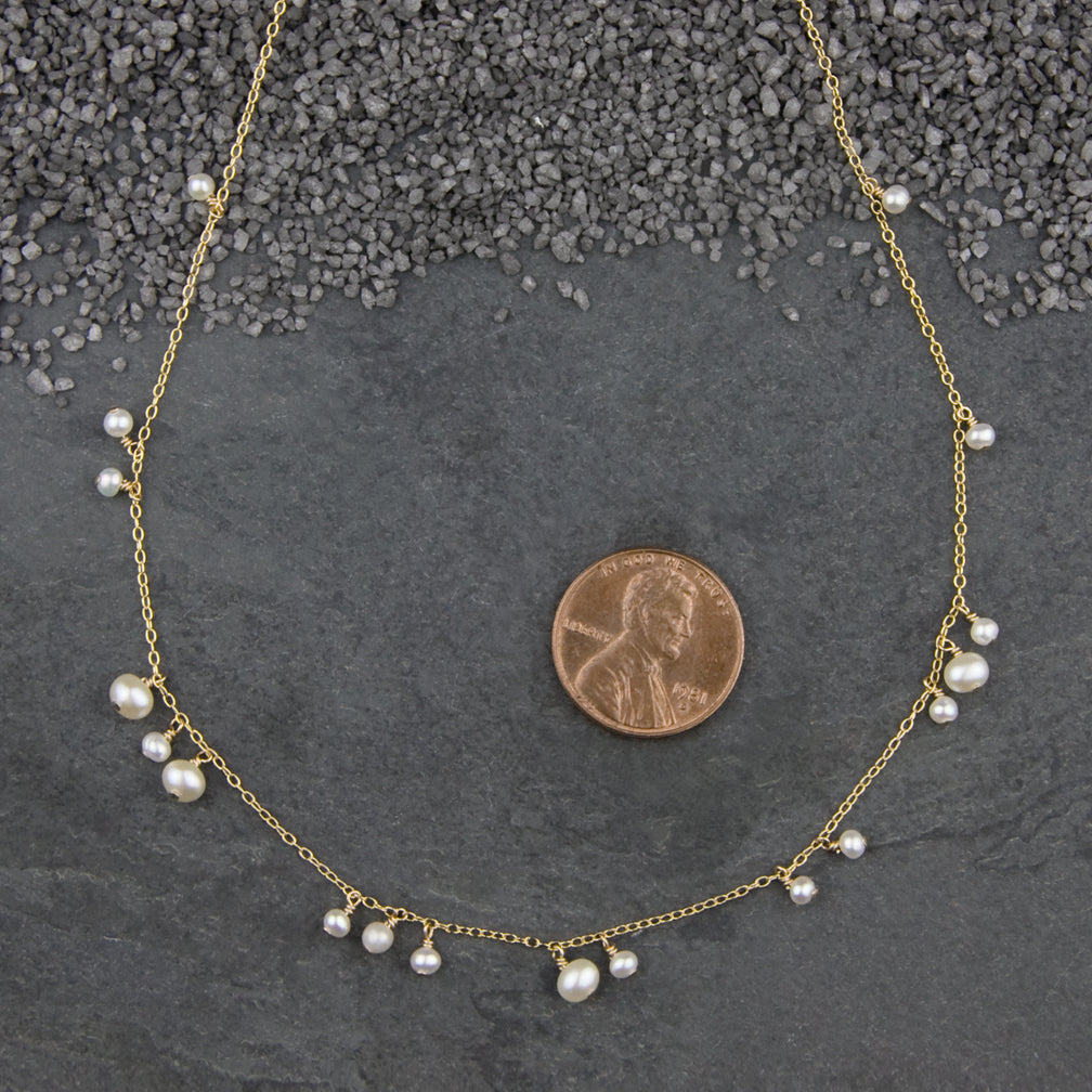 Zina Kao Exclusives Necklace: Mixed Pearl Cluster, Gold