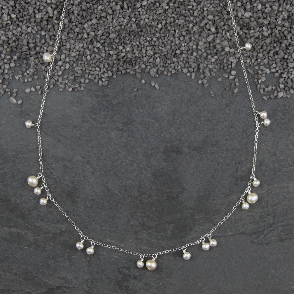 Zina Kao Exclusives Necklace: Mixed Pearl Cluster, Silver