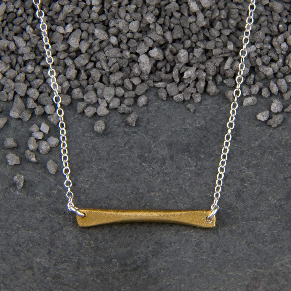Zina Kao Exclusives Necklace: Thin Stick Horizontal, Gold with Silver Chain