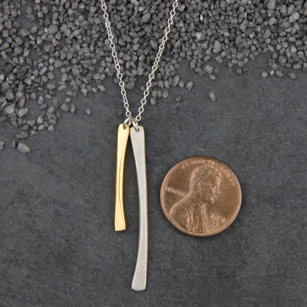 Zina Kao Exclusives Necklace: Thin Stick Double, Mostly Silver
