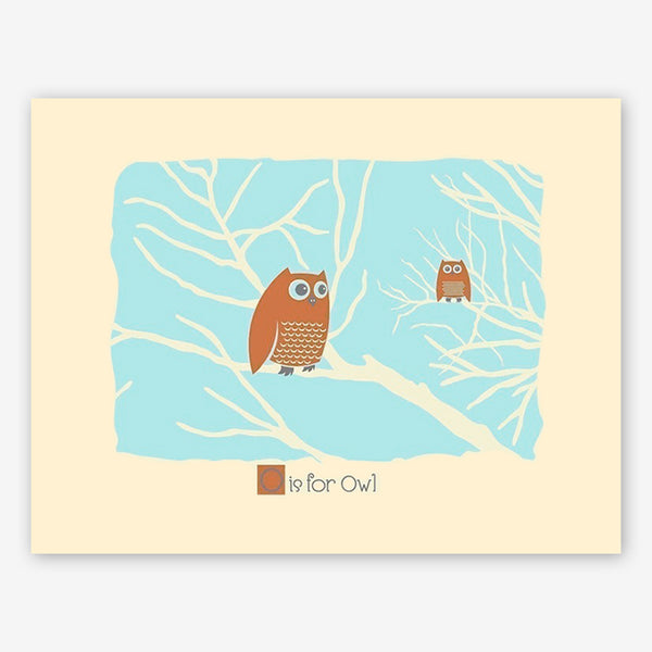 strawberryluna: Silkscreened Alphabet Print: O is for Owl