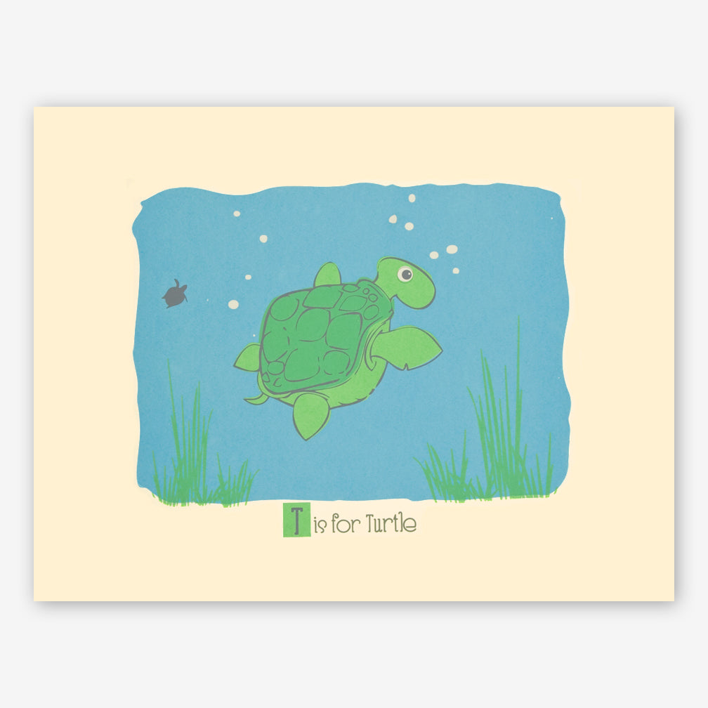 strawberryluna: Silkscreened Alphabet Print: T is for Turtle